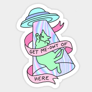 UFO cat alien introvert pastel grunge 99s hologram xfiles Sticker